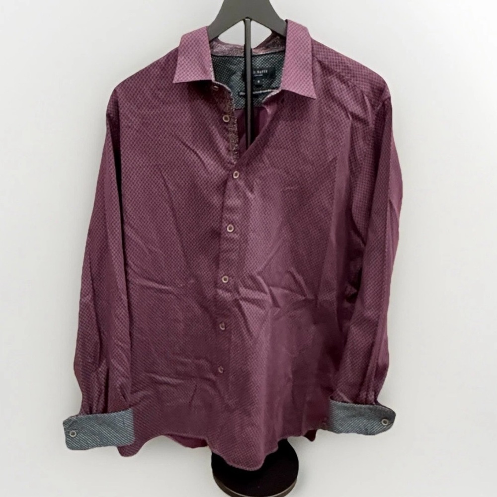 Ted Baker Men's Button-Down Dress
Shirt Plum With Contrast Cuff SZ 6 (XXL)